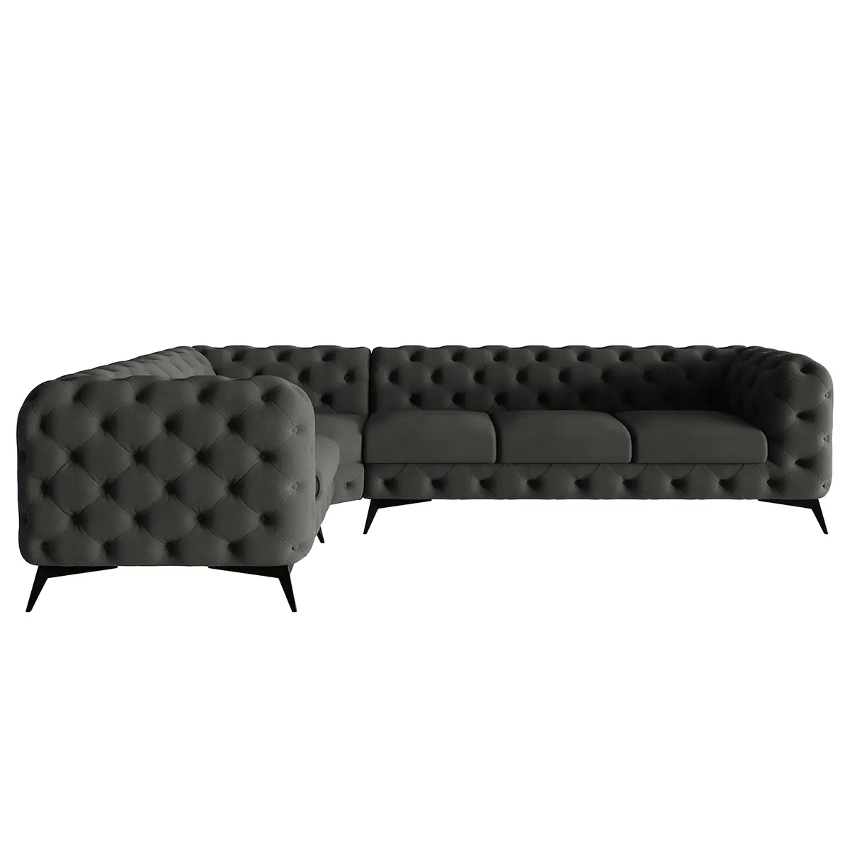 Ecksofa III Grau Samt Ravi | Grau
