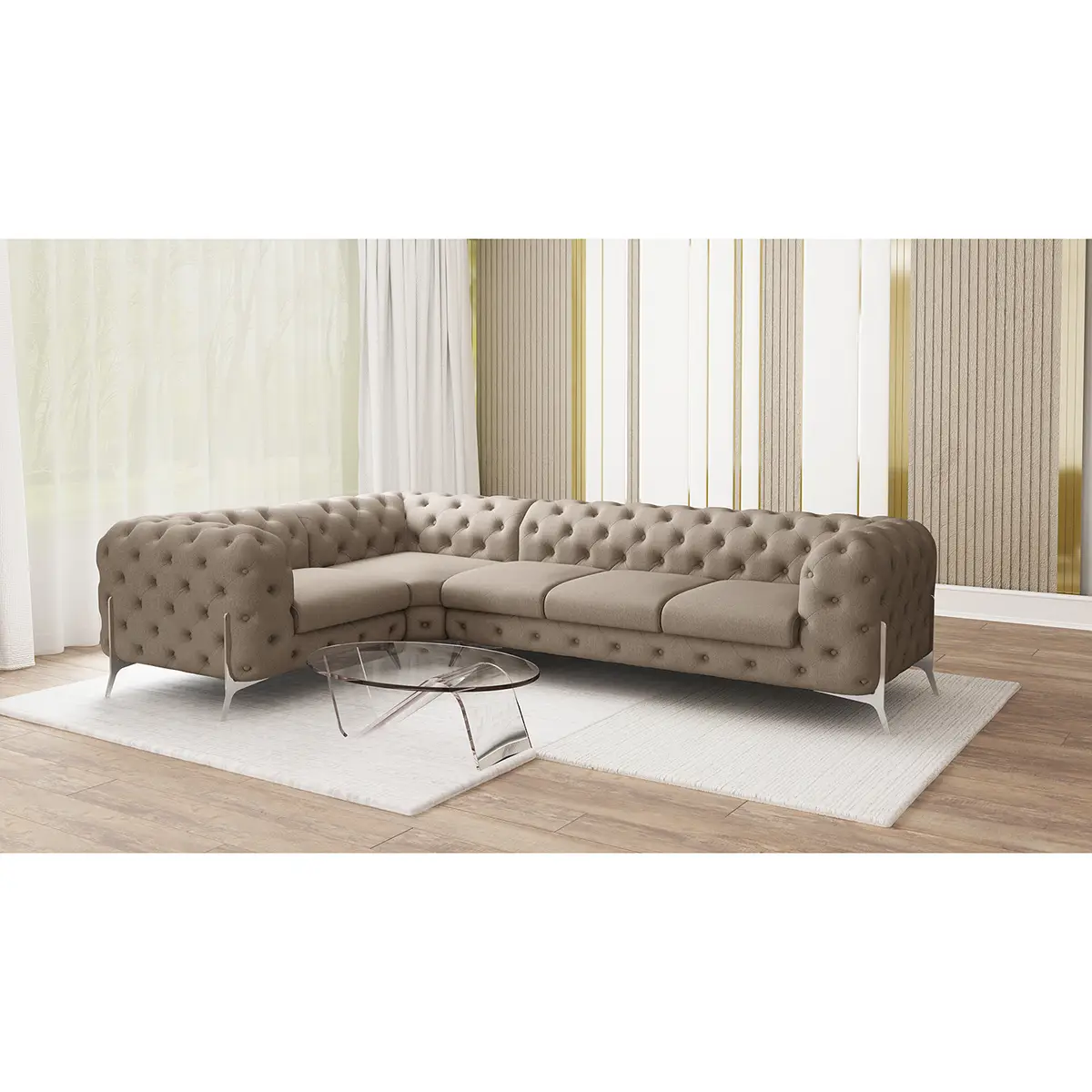 Ecksofa V Braun Microfaser Enza | Braun
