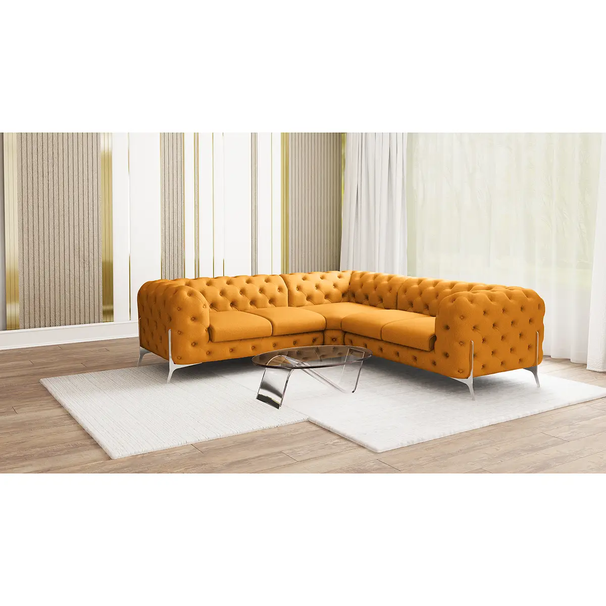 Ecksofa IV Gelb Microfaser Enza | Gelb