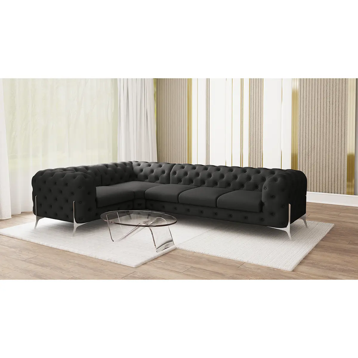 Ecksofa V Grau Microfaser Enza | Grau