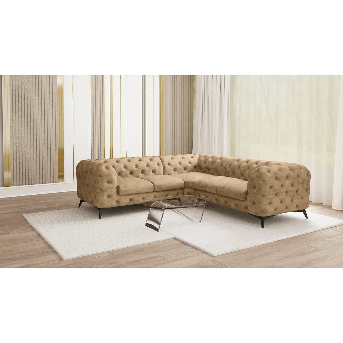 Ecksofa III Beige Microfaser Priya | Beige