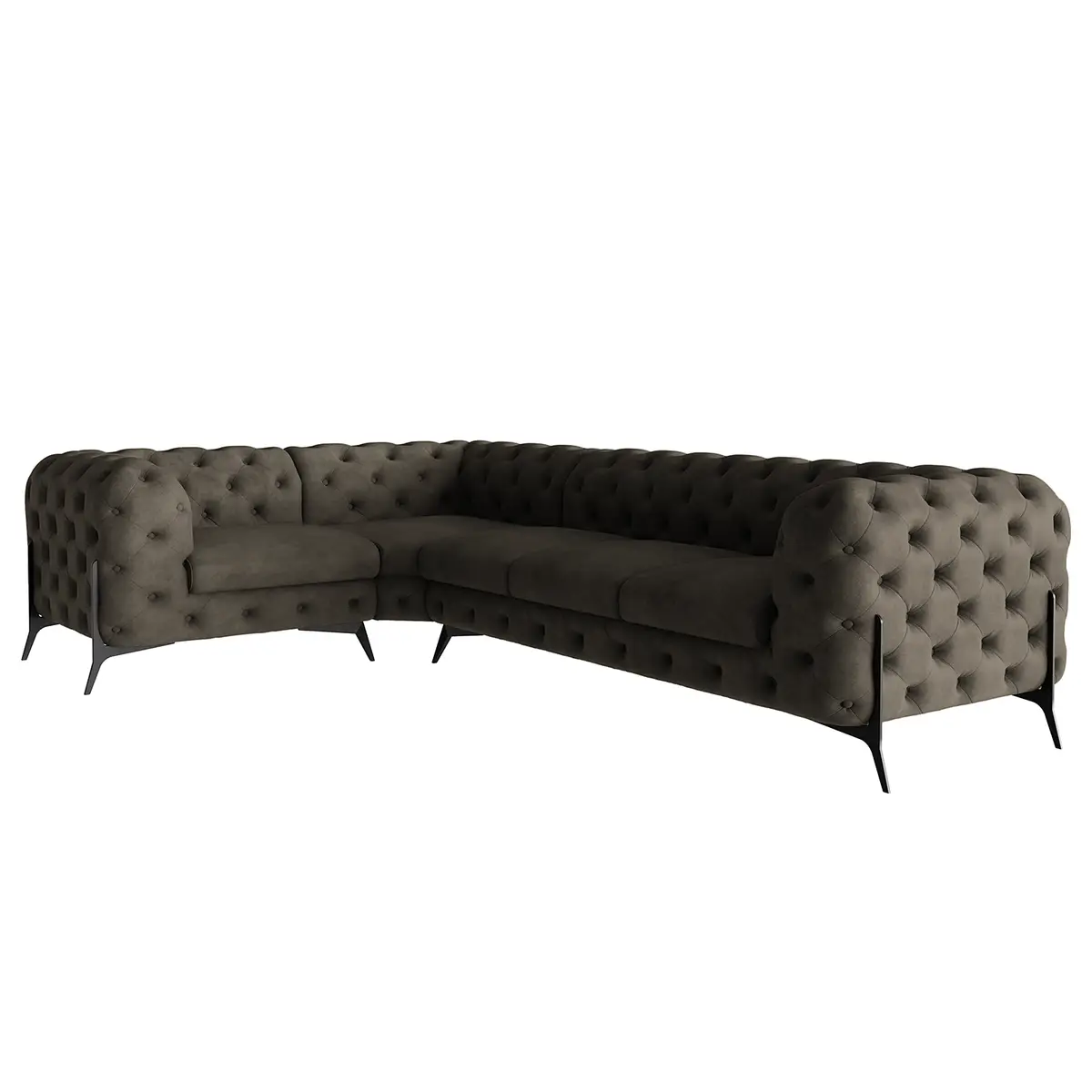 Ecksofa V Grau Microfaser Priya | Grau