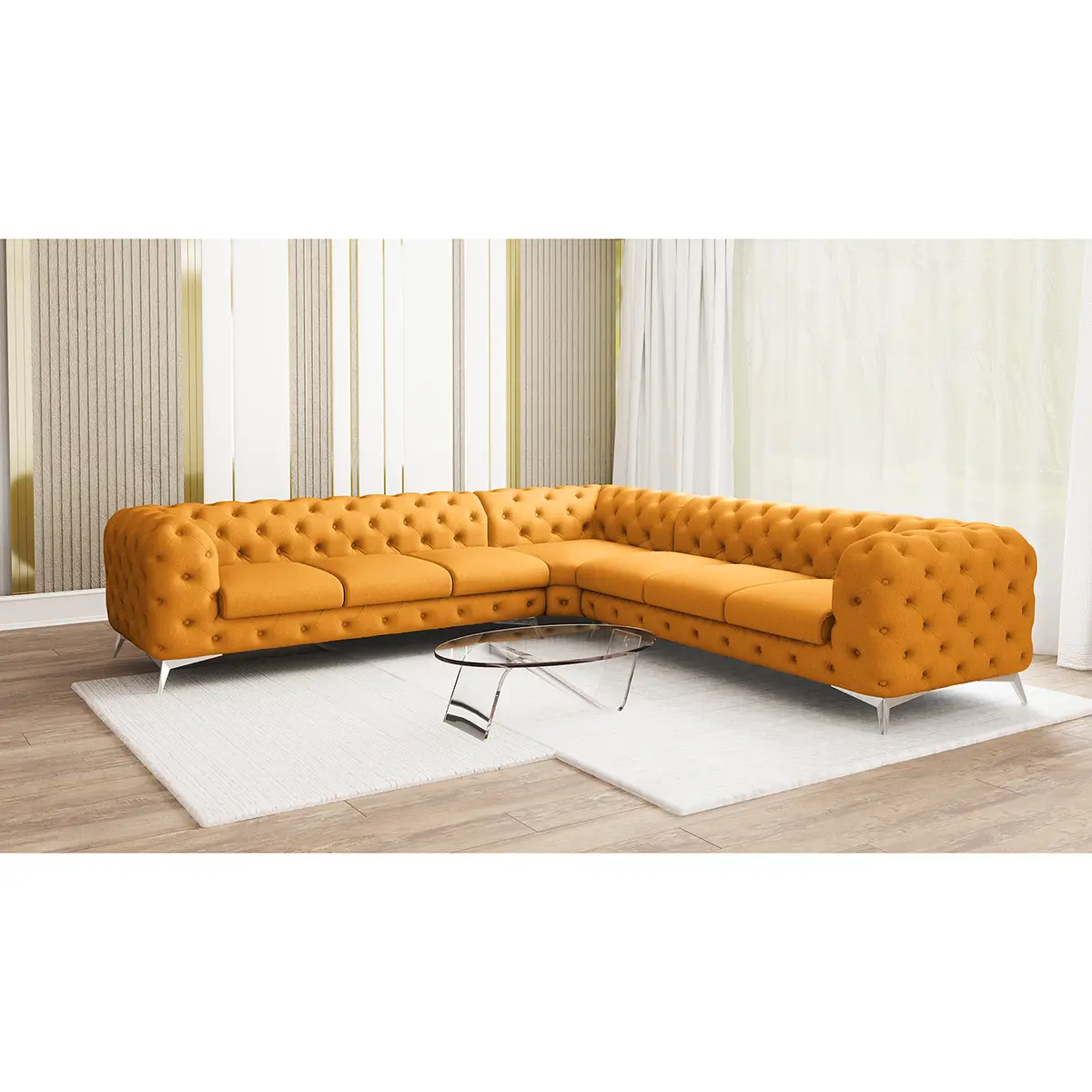 Ecksofa III Gelb Microfaser Enza | Gelb