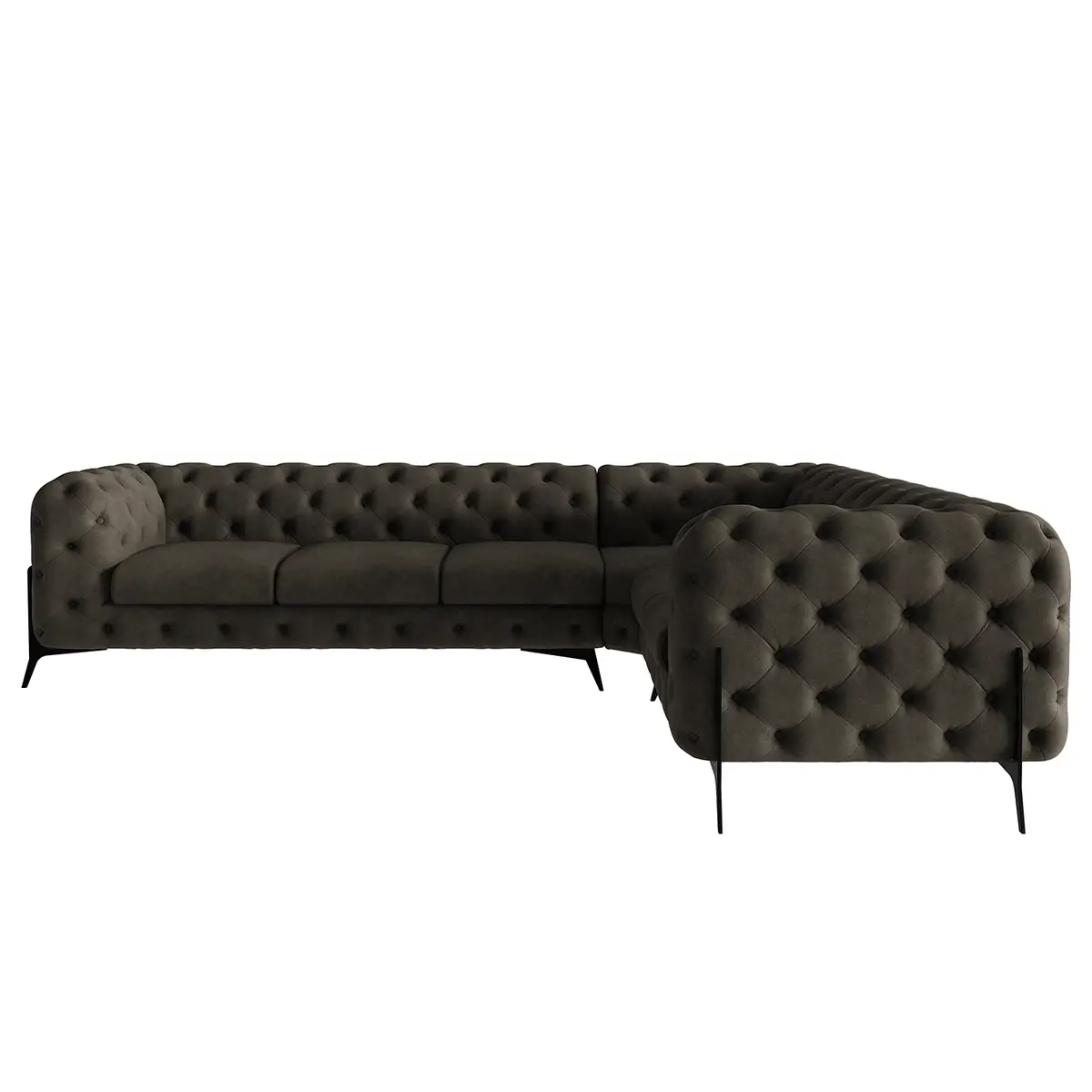 Ecksofa V Grau Microfaser Priya | Grau
