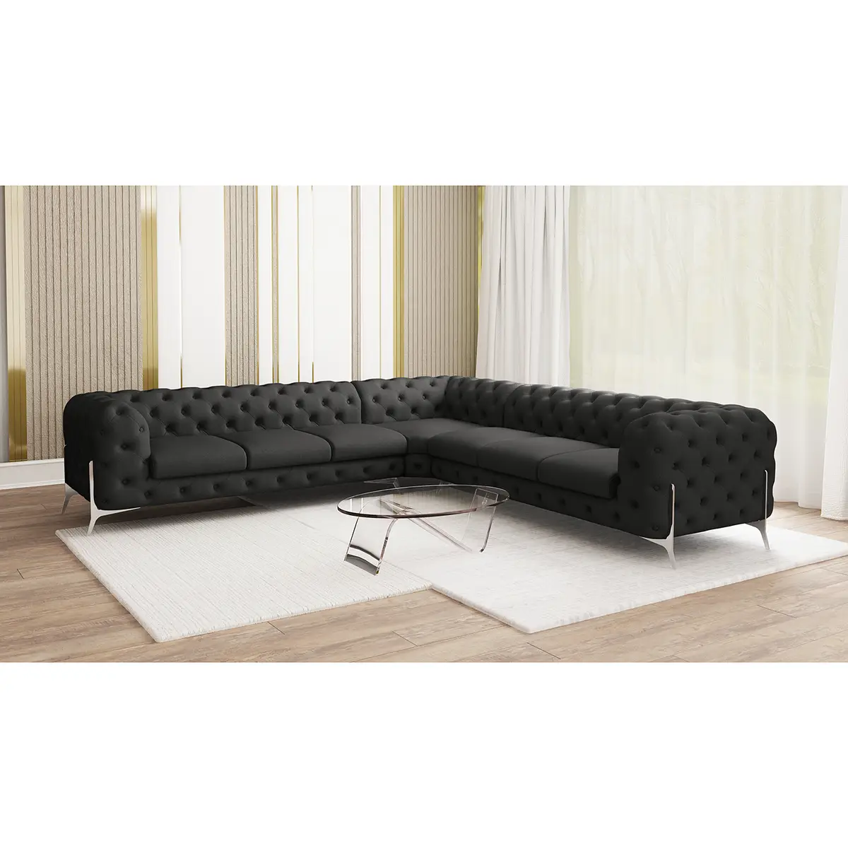 Ecksofa IV Grau Microfaser Enza 323 x 323cm Gleichschenklig