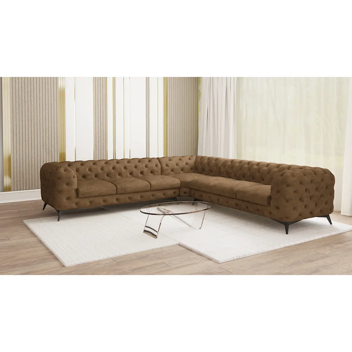 Ecksofa III Braun Microfaser Priya | Braun