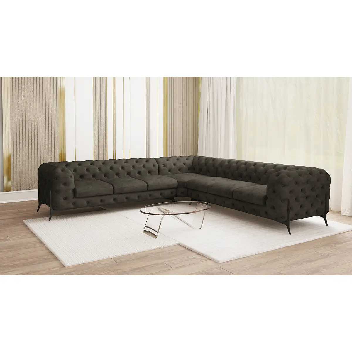 Ecksofa IV Grau Microfaser Priya | Grau