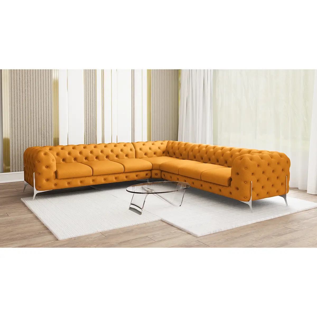 Ecksofa IV Gelb Microfaser Enza 323 x 323cm Gleichschenklig
