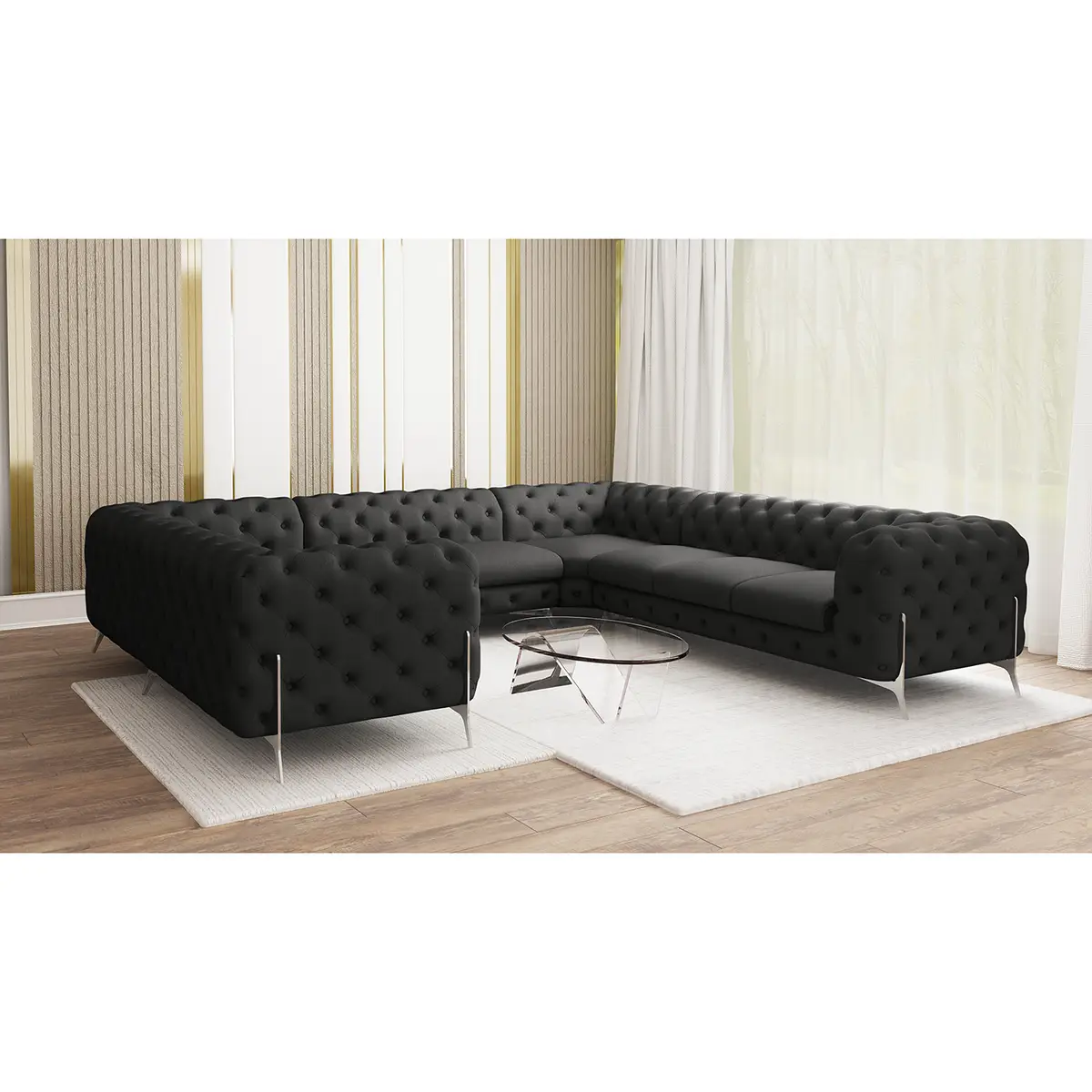 Wohnlandschaft II Grau Microfaser Enza | Grau