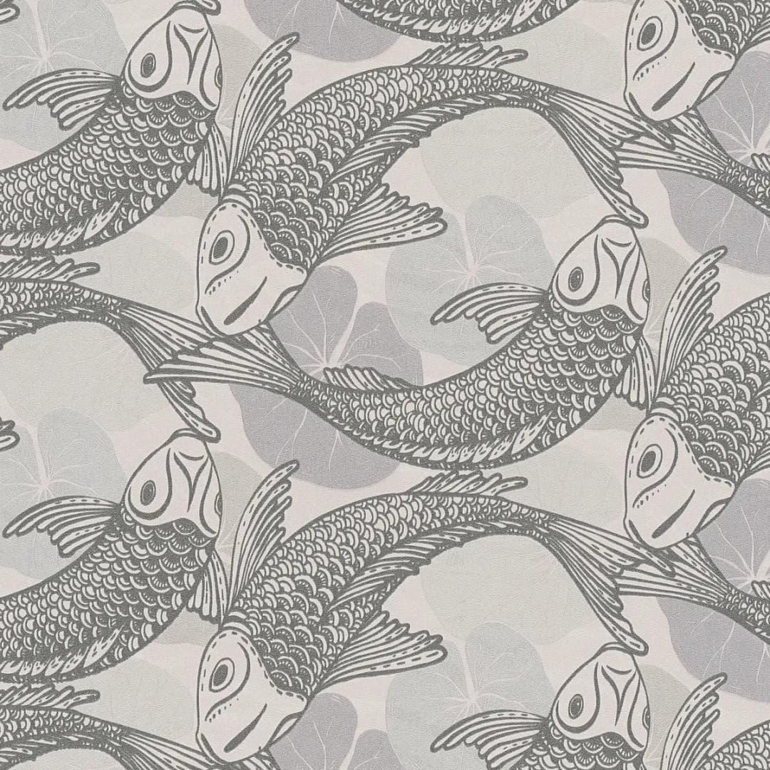 Vliestapete Mio Fische | Grau
