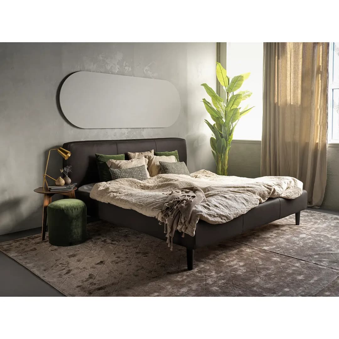 Polsterbett Steve 180 x 200cm Echtleder Lecia Braun Buche