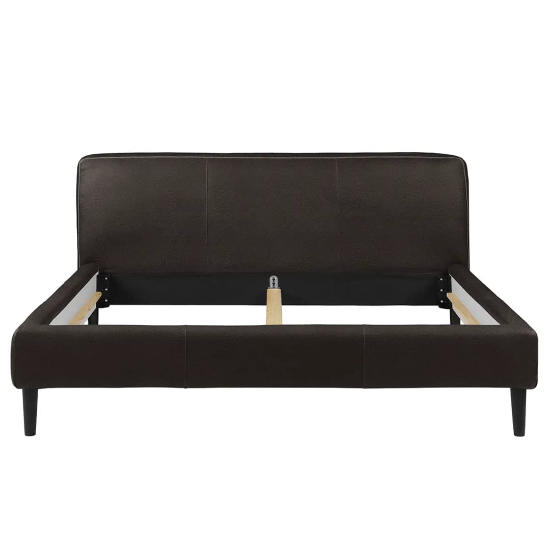 Polsterbett Steve 180 x 200cm Echtleder Lecia Braun Buche