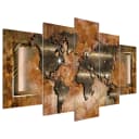 Wandbild Steel Map Leinen | Braun