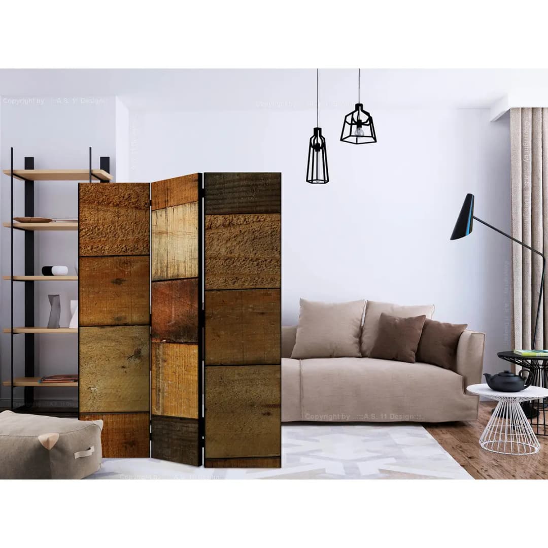 Paravent Wooden Textures II Fleece Braun | Braun