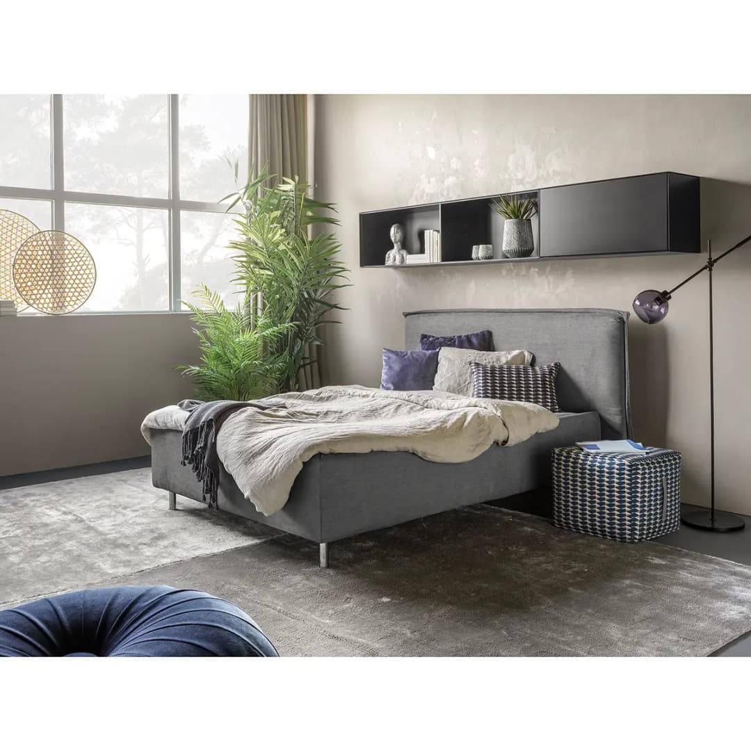 Polsterbett Homely 140 x 200cm Flachgewebe Nona Grau Buche | Grau