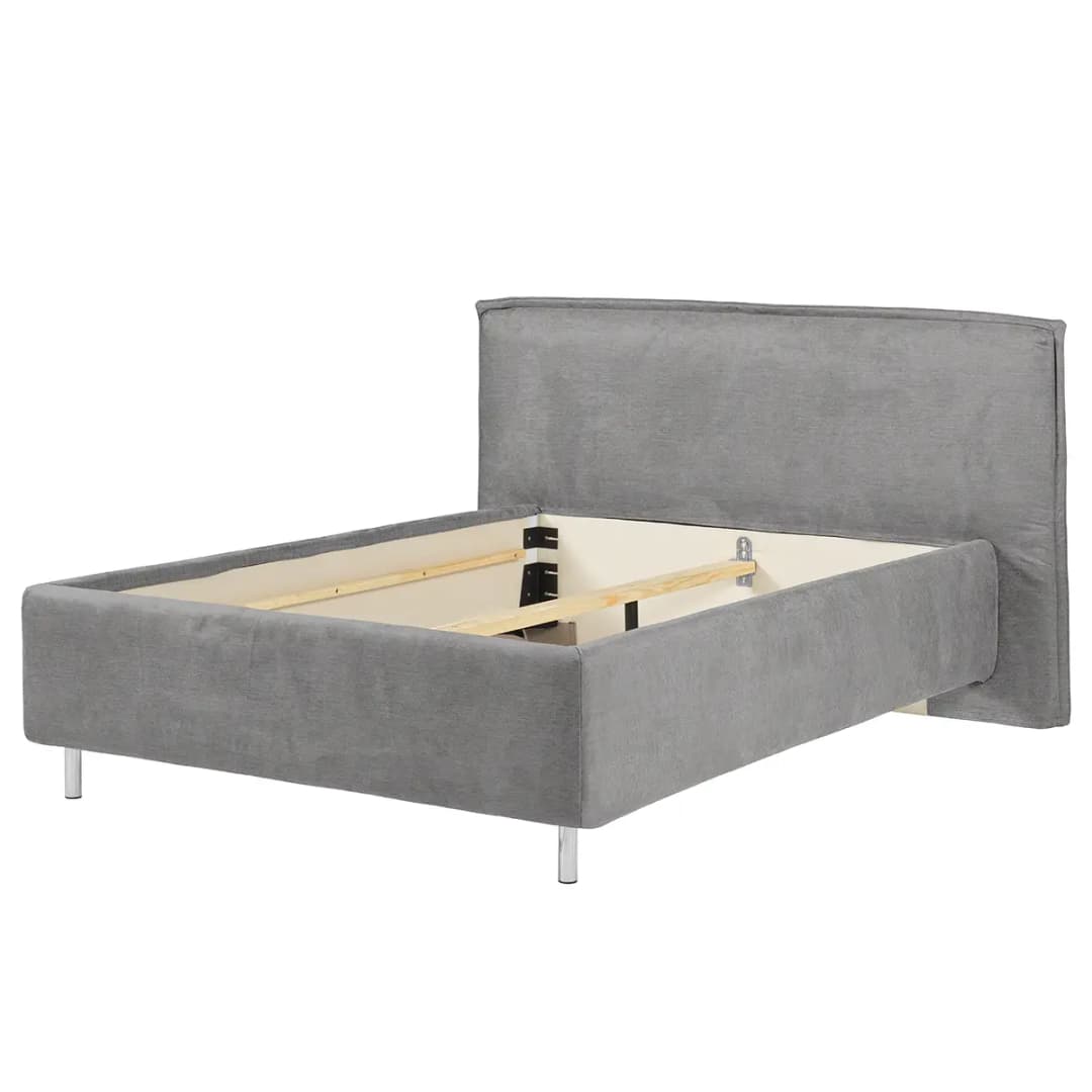 Polsterbett Homely 140 x 200cm Flachgewebe Nona Grau Buche | Grau