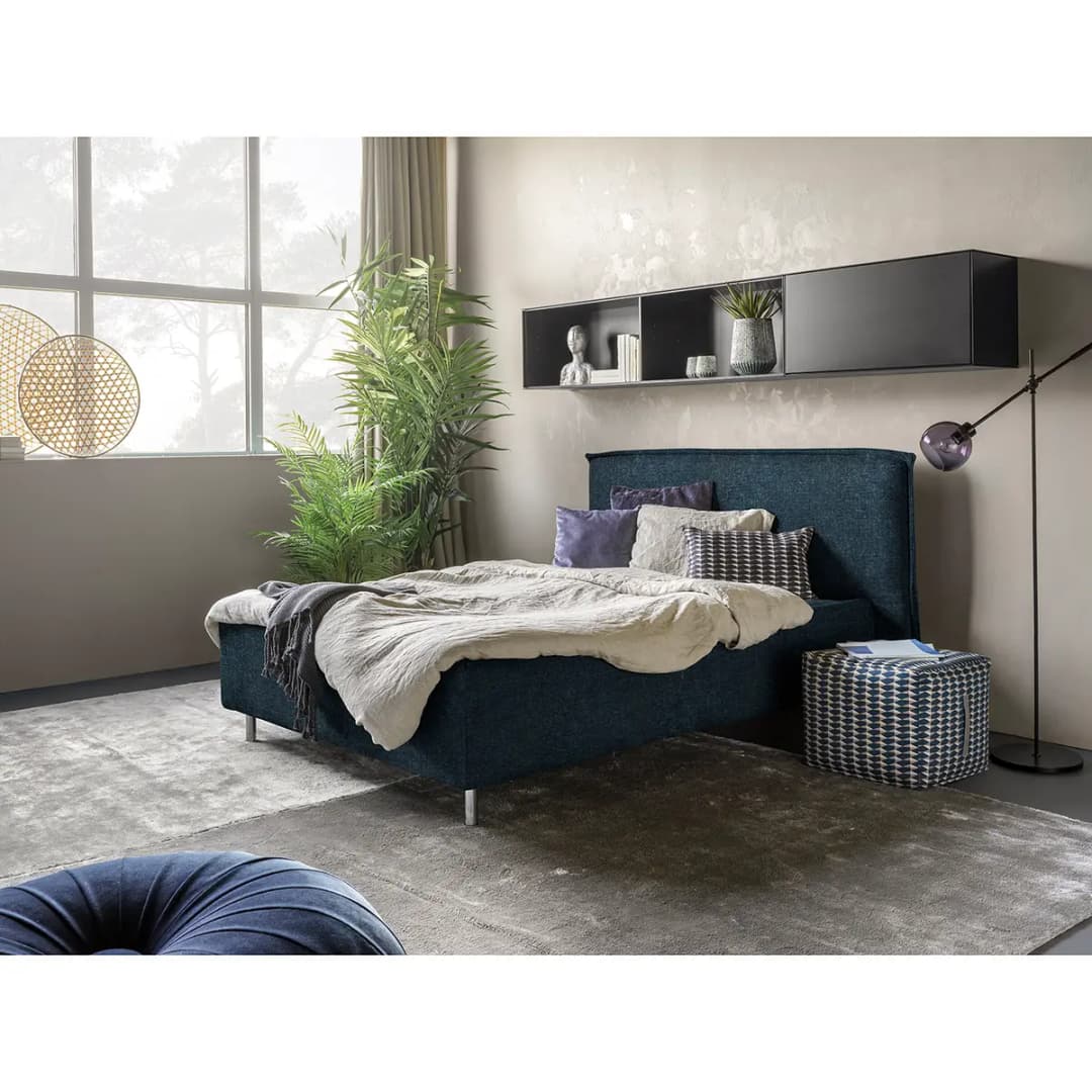 Polsterbett Homely 200 x 200cm Microfaser Alana Türkis Buche