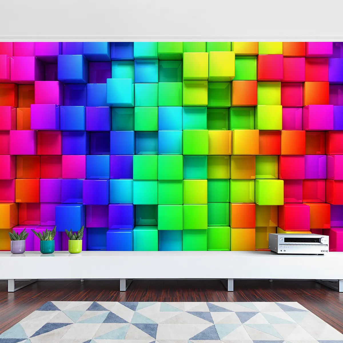 Vliestapete 3D Würfel | Mehrfarbig