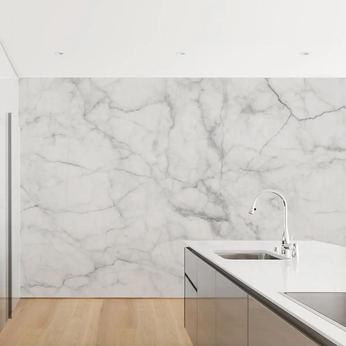 Vliestapete Bianco Carrara | Weiß