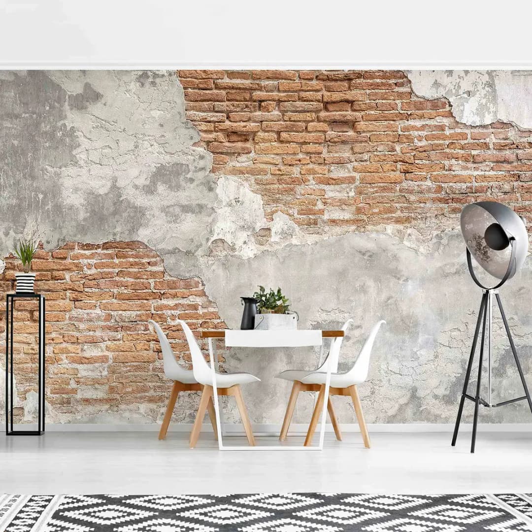 Vliestapete Shabby Backstein Wand | Rot