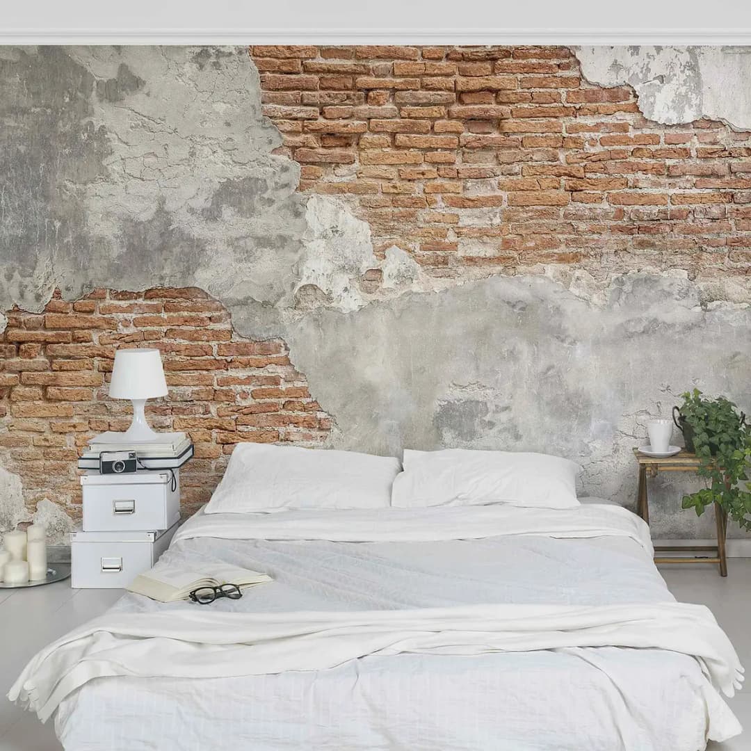 Vliestapete Shabby Backstein Wand | Rot