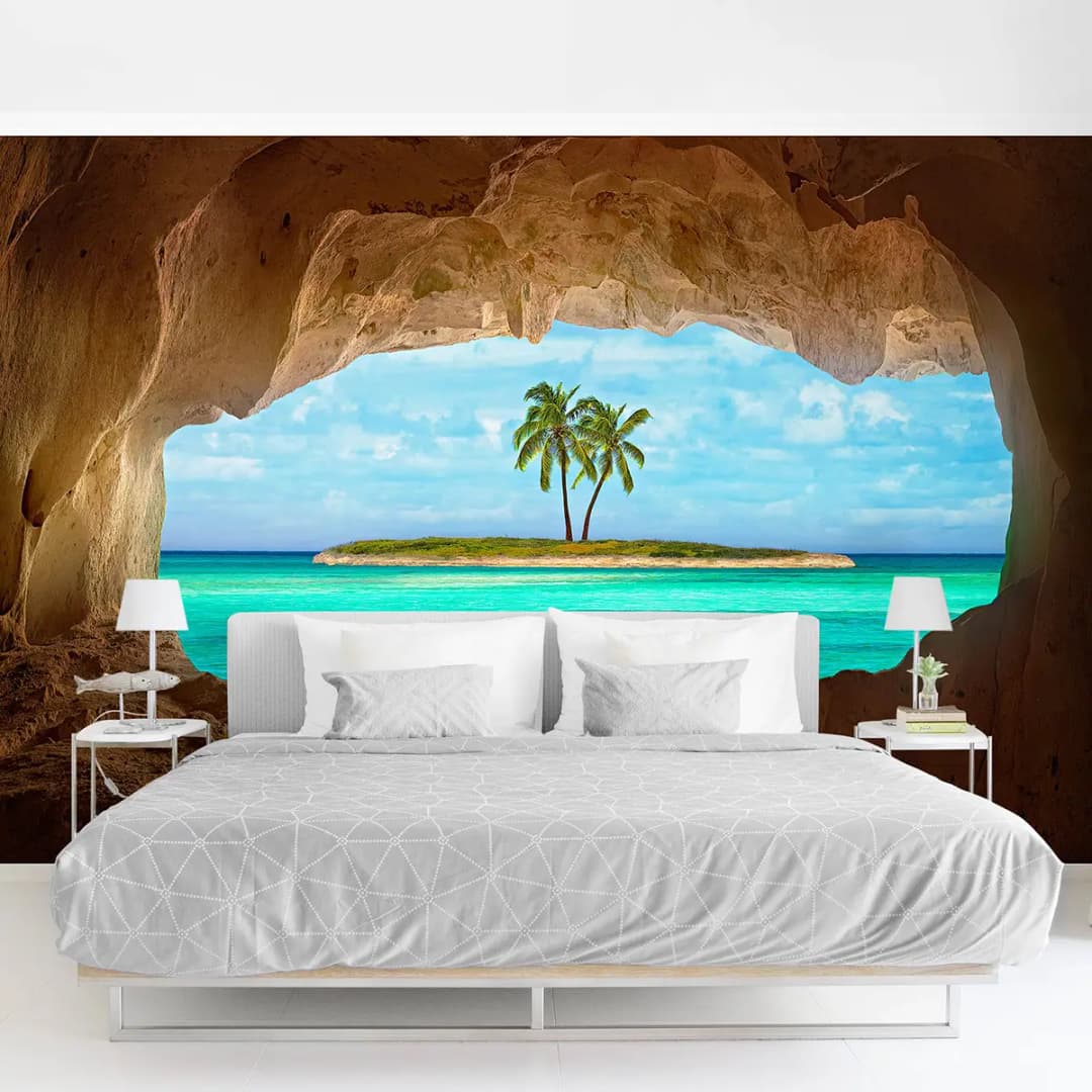 Vliestapete Blick ins Paradies | Beige