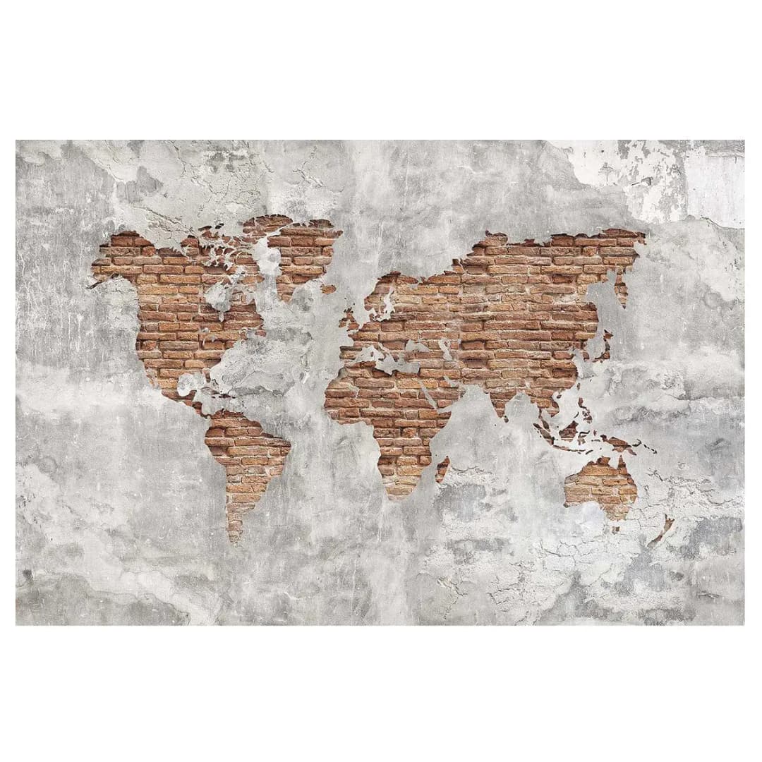 Vliestapete Shabby Beton Weltkarte | Grau