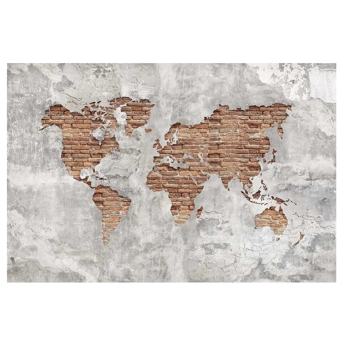 Vliestapete Shabby Beton Weltkarte | Grau