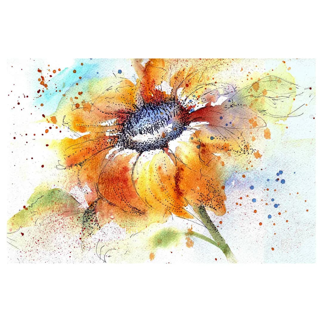 Vliestapete Painted Sunflower | Orange