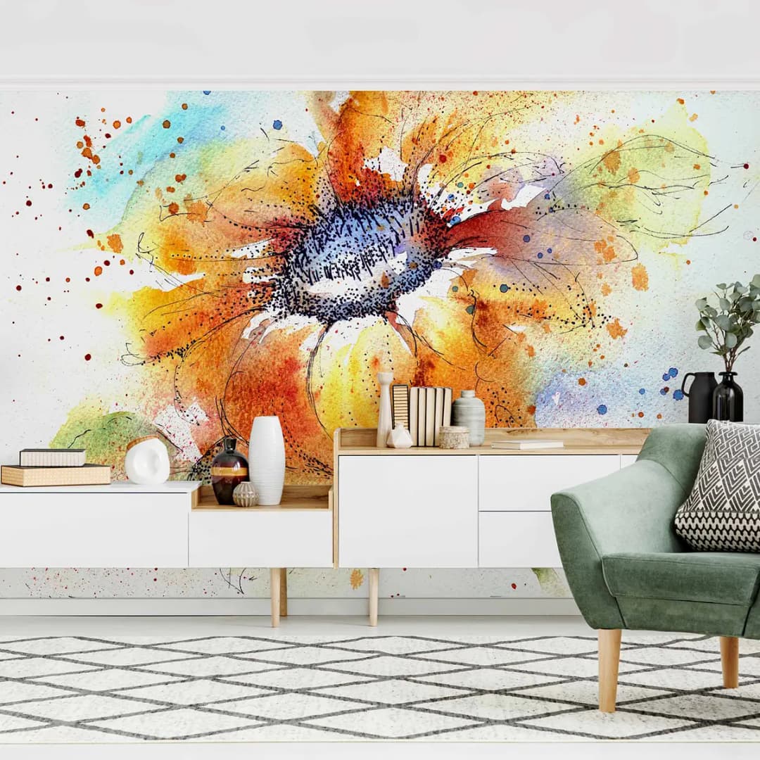 Vliestapete Painted Sunflower | Orange