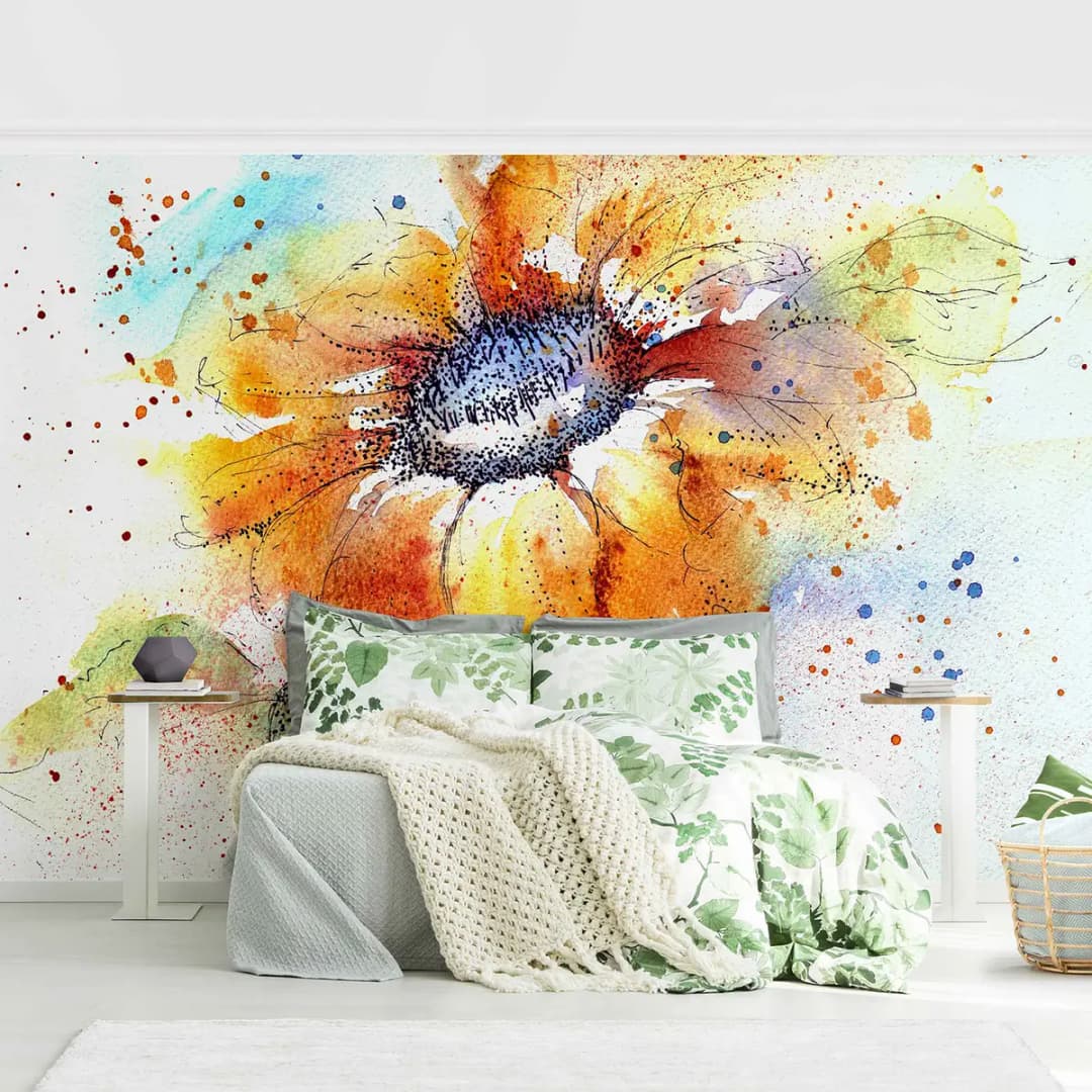 Vliestapete Painted Sunflower | Orange