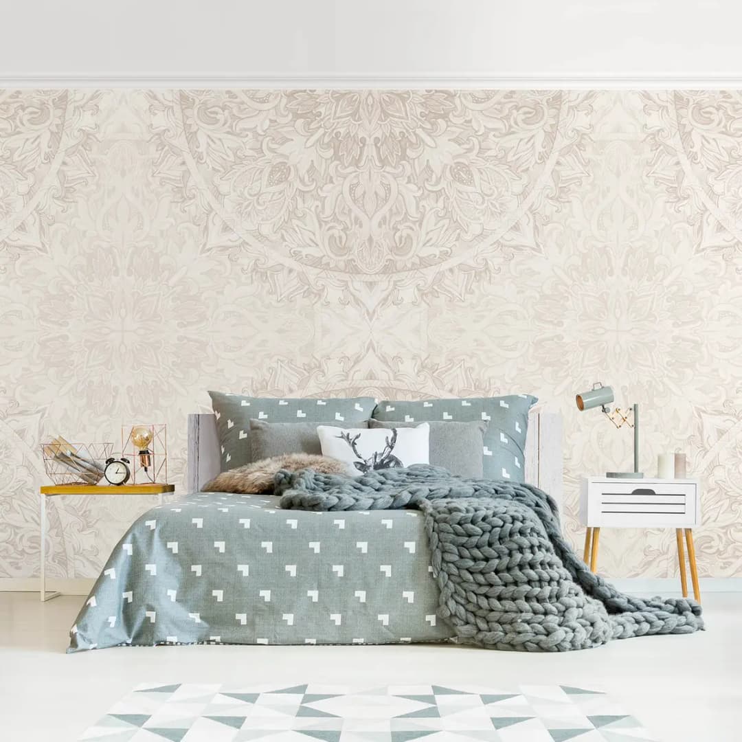 Vliestapete Mandala Aquarell II | Beige