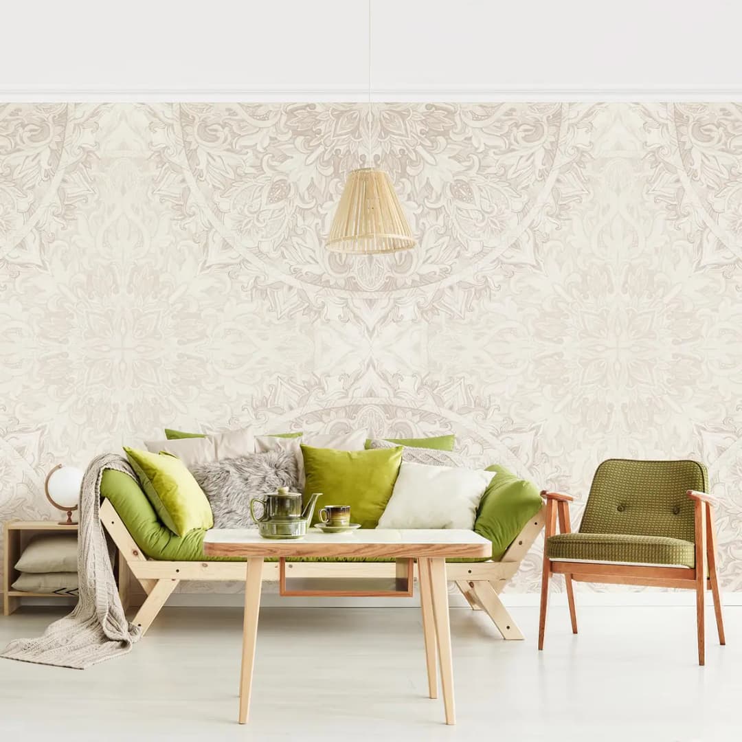 Vliestapete Mandala Aquarell II | Beige