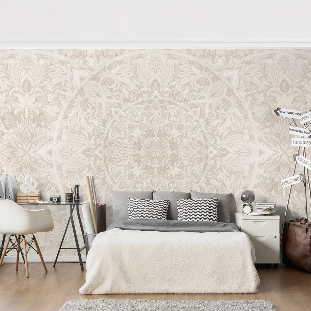 Vliestapete Mandala Aquarell I 384 x 255cm | Beige