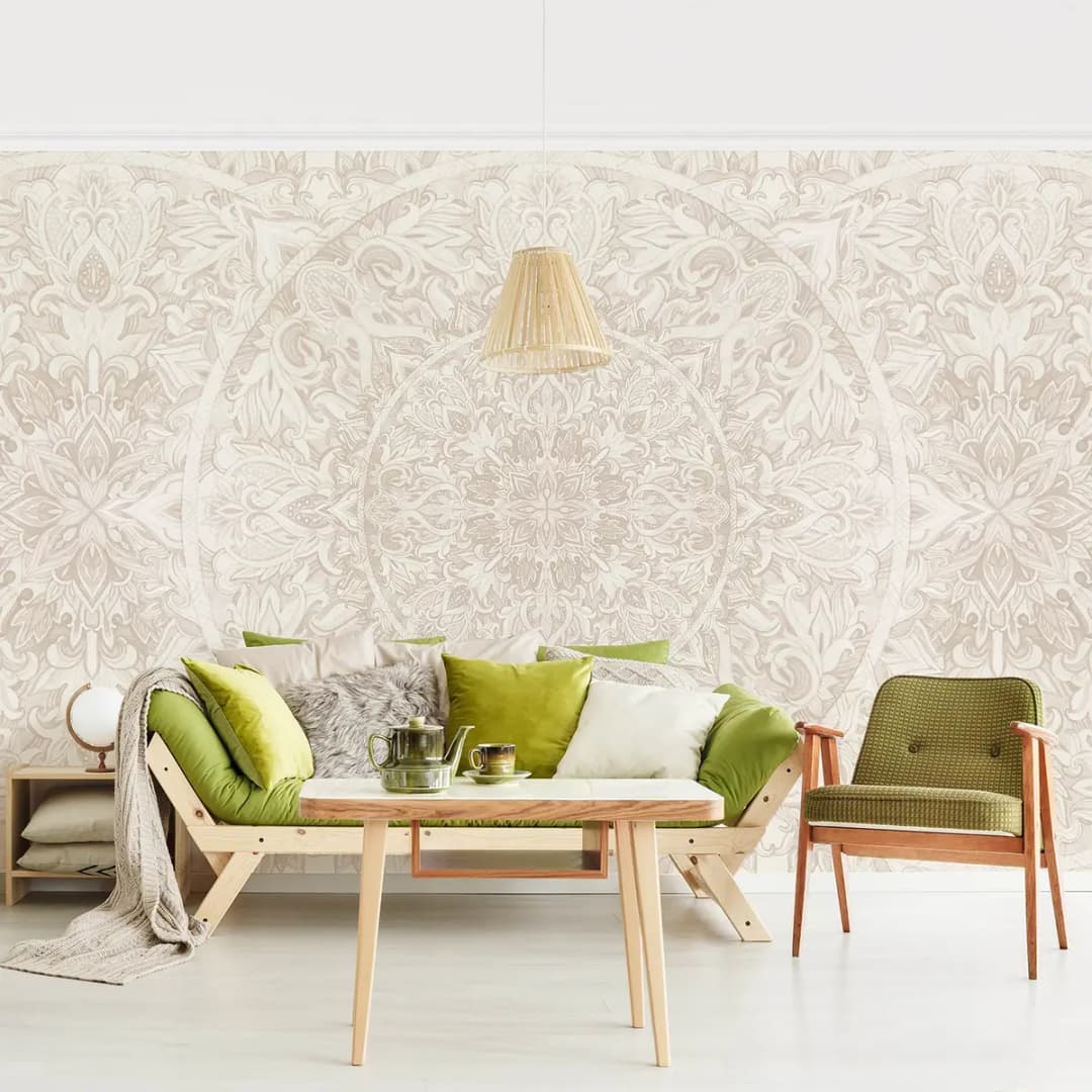 Vliestapete Mandala Aquarell I 384 x 255cm | Beige