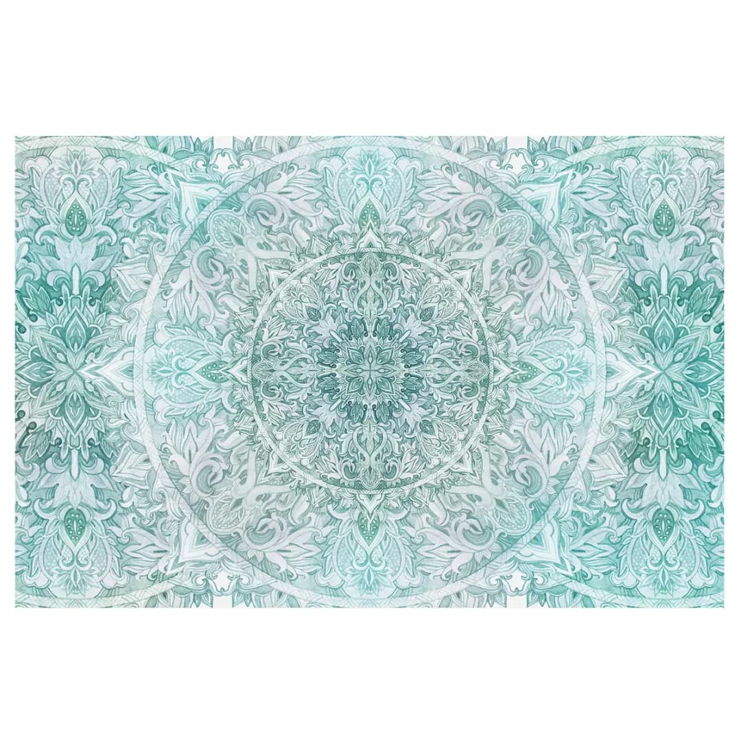 Vliestapete Mandala Aquarell III | Türkis