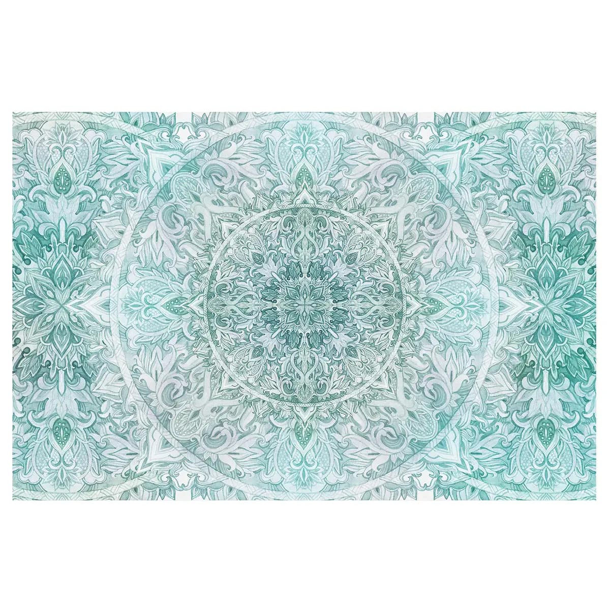 Vliestapete Mandala Aquarell III | Türkis