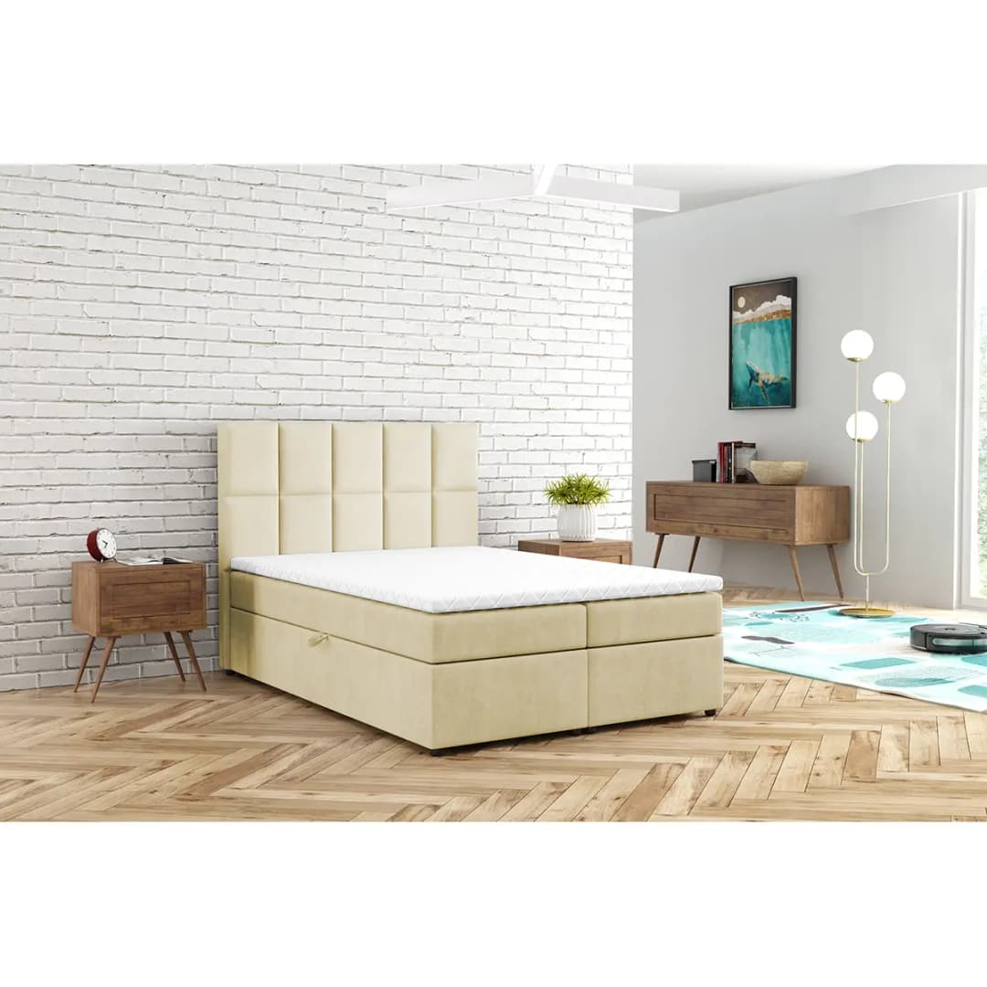 Boxbett Fira mit Stauraum | Beige