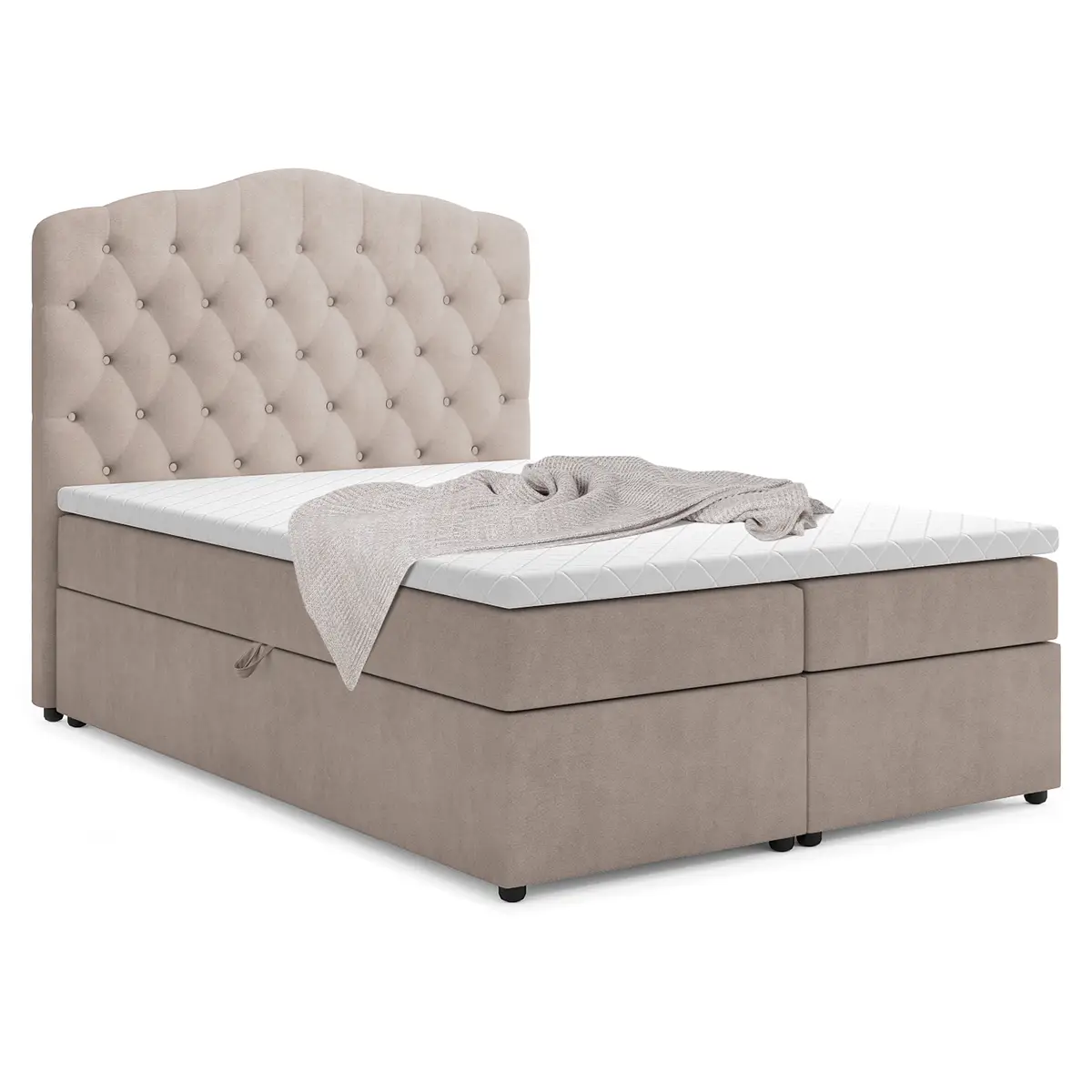 Boxbett Miriam mit Stauraum 140 x 200cm Samt Beige | Beige
