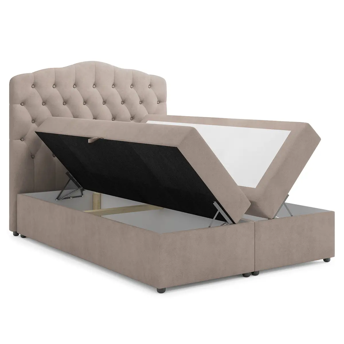 Boxbett Miriam mit Stauraum 140 x 200cm Samt Beige | Beige