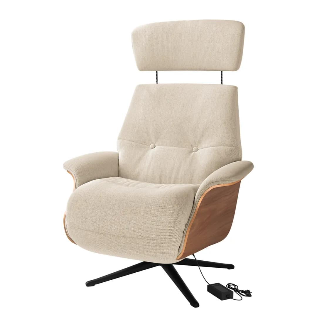Sessel elektrisch verstellbar Beige/Beige Webstoff Saia | Beige