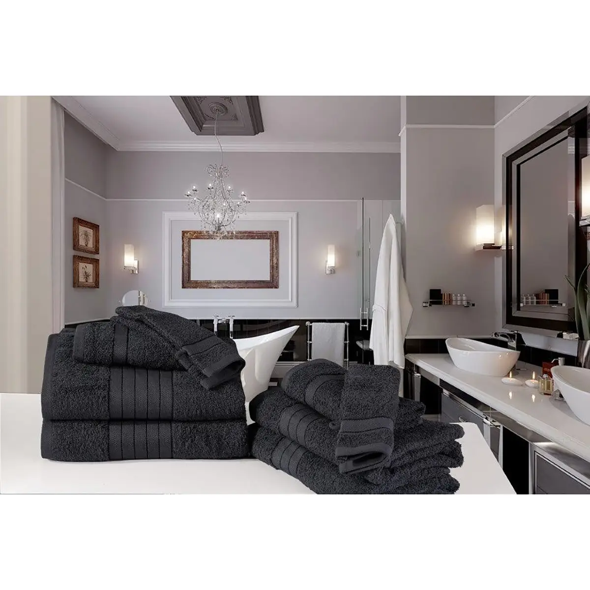 Handtuchset Brunswich 8-teilig Grau/Anthrazit | Grau