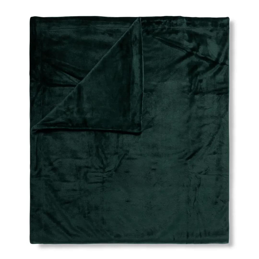 Plaid Uni 160 x 180cm Grün/Dunkelgrün Microfaser/Samt | Grün