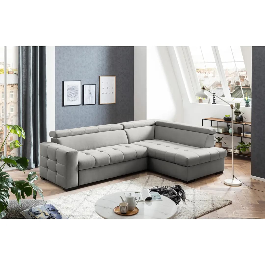 Ecksofa Eloise Grau Microfaser Faria | Grau