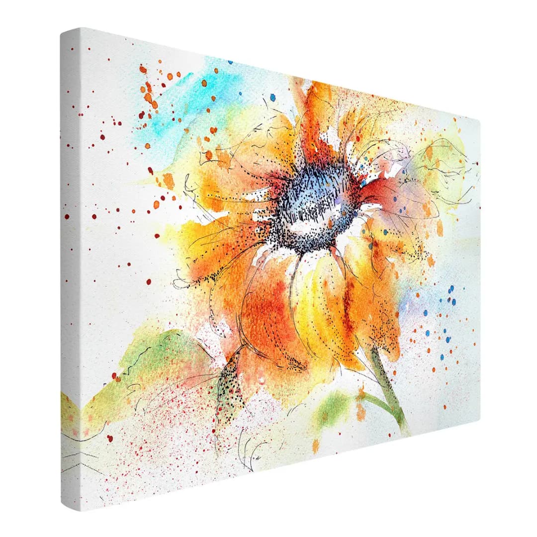 Leinwandbild Painted Sunflower I | Orange
