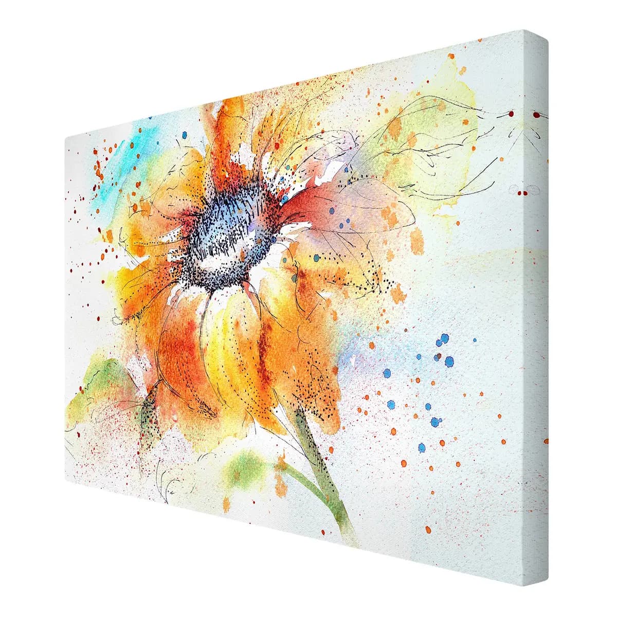 Leinwandbild Painted Sunflower I | Orange
