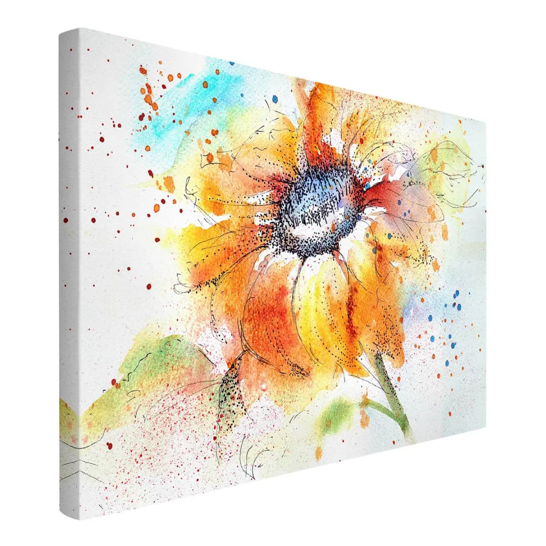 Leinwandbild Painted Sunflower I | Orange