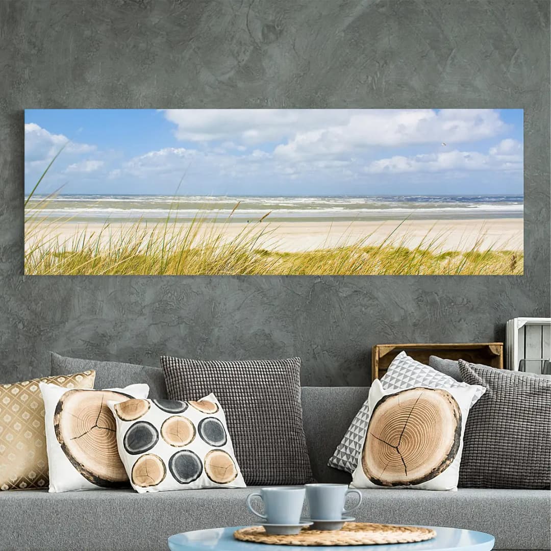 Leinwandbild An der Nordseeküste I Leinen Blau 150cm | Blau