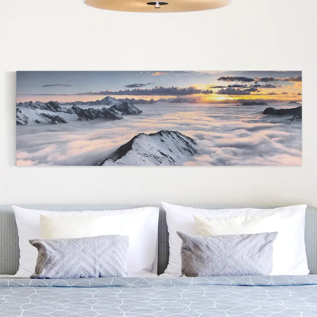 Leinwandbild Blick über Wolken | Weiß