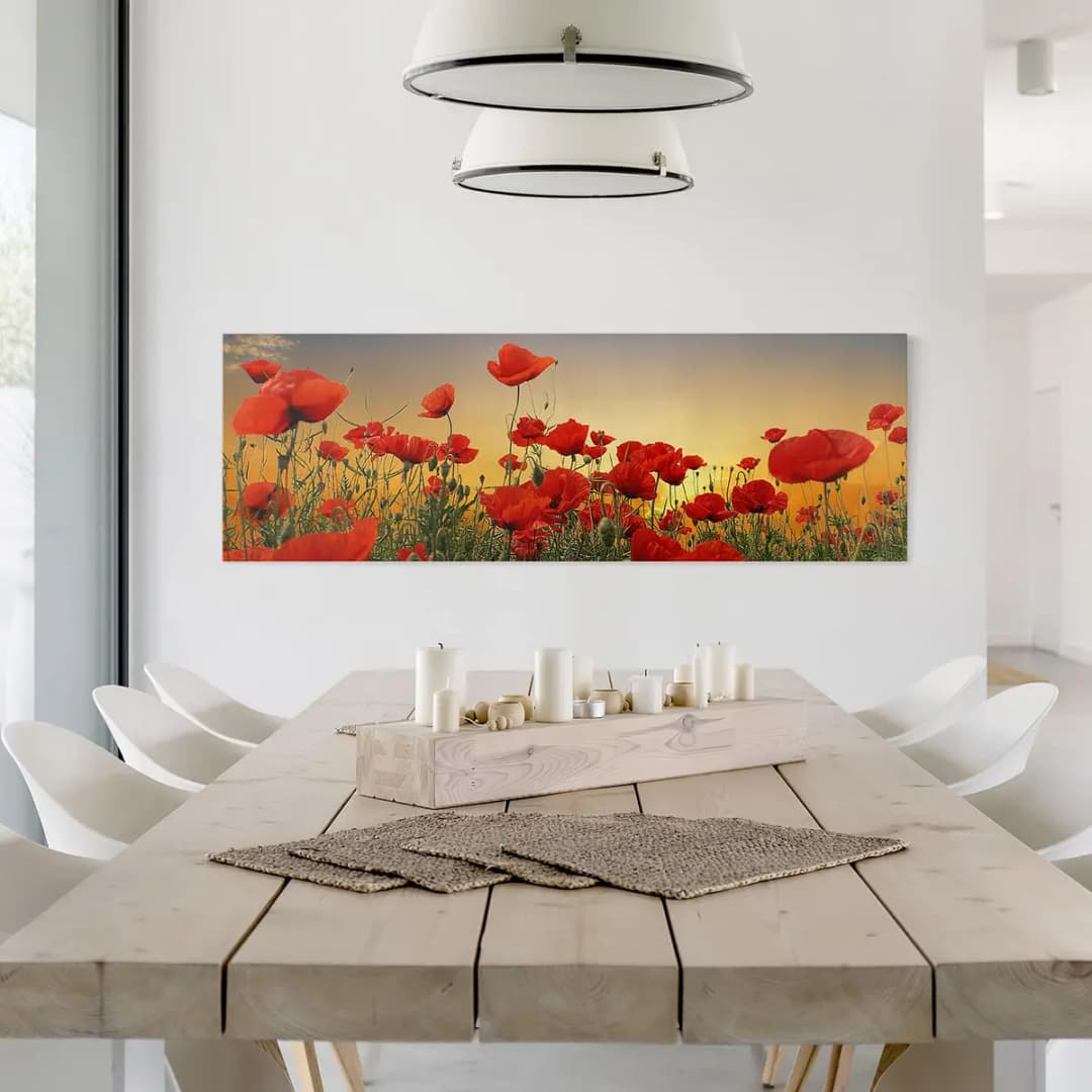 Leinwandbild Mohnblumenfeld I | Rot